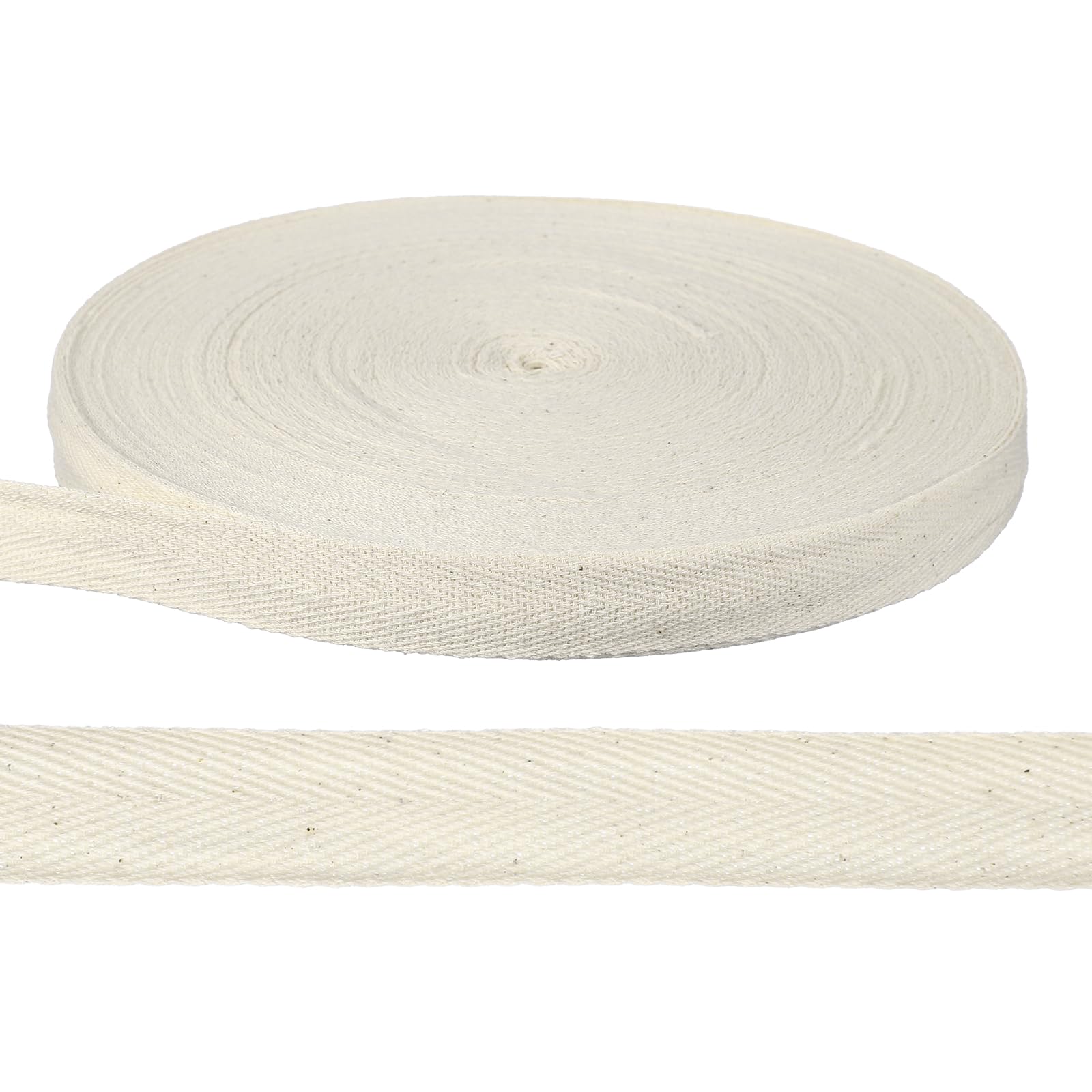 PATIKIL 55 Yards Cotton Twill Tape Ribbon, 13/16 Inch Herringbone Twill Tape Bias Ribbon Binding Tape or Sewing Hemming Binding Quilting Piping DIY Craft, White