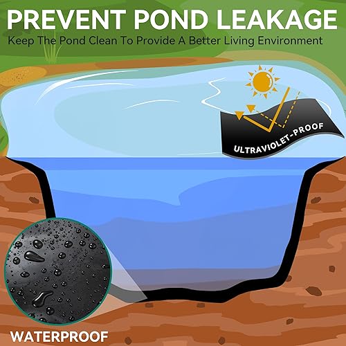 Miniatura 4 de YITAHOME LLDPE - Revestimiento de estanque de 20 x 20 pies, revestimientos para estanques de 20 mil para estanques al aire libre, un revestimiento