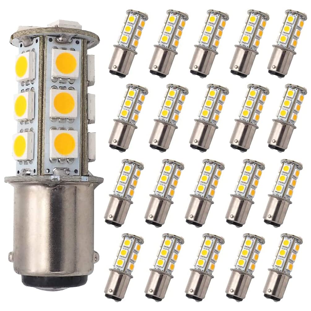 GRV Ba15d 1142 1076 Ampoule LED Super Lumineuse 18-5050SMD AC/DC 12V-24V pour RV Camping Boat Trailer Light Blanc Chaud Pack de 20