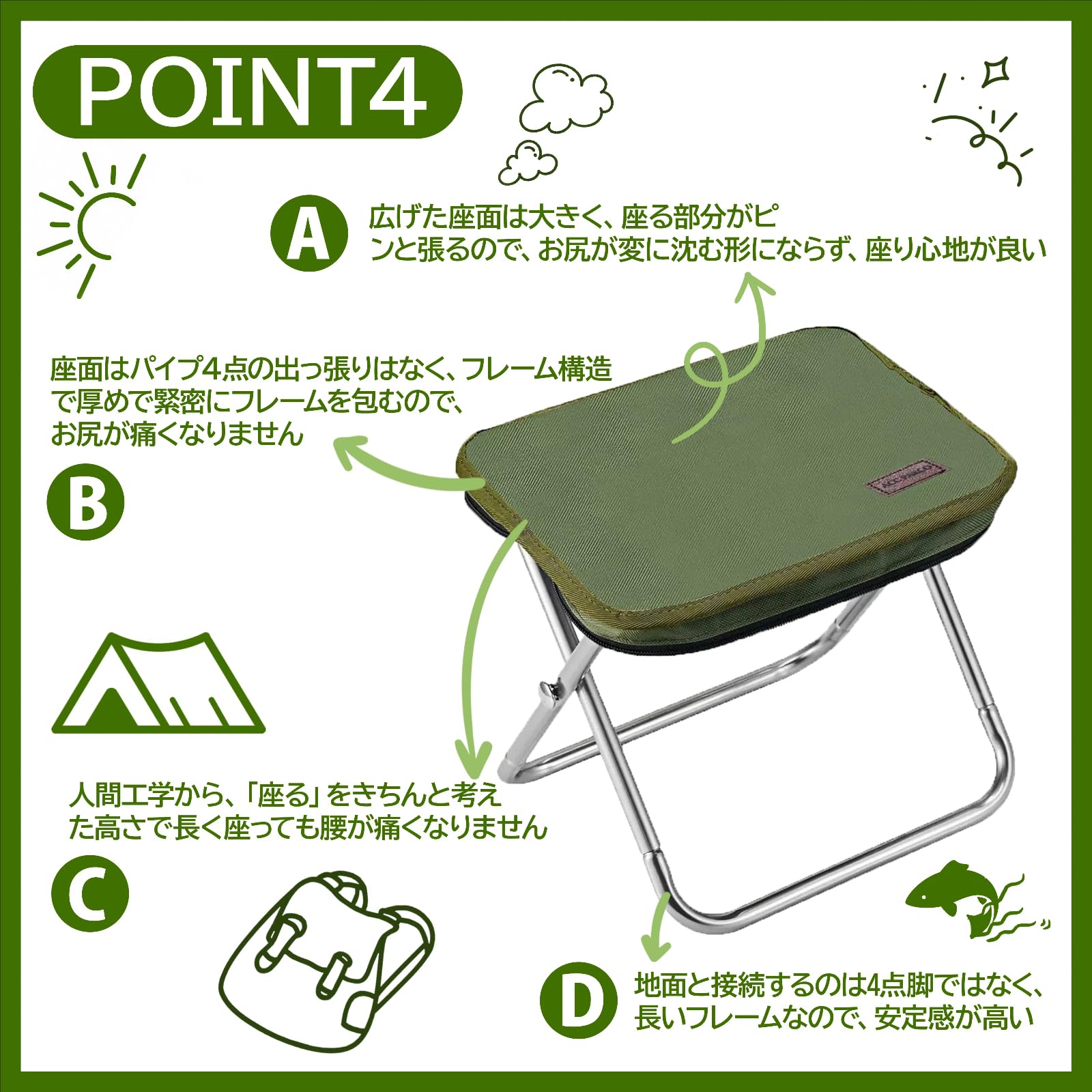 Amazon.co.jp: 折りたたみ椅子 万博持込 行列並び 持運び便利 お尻が