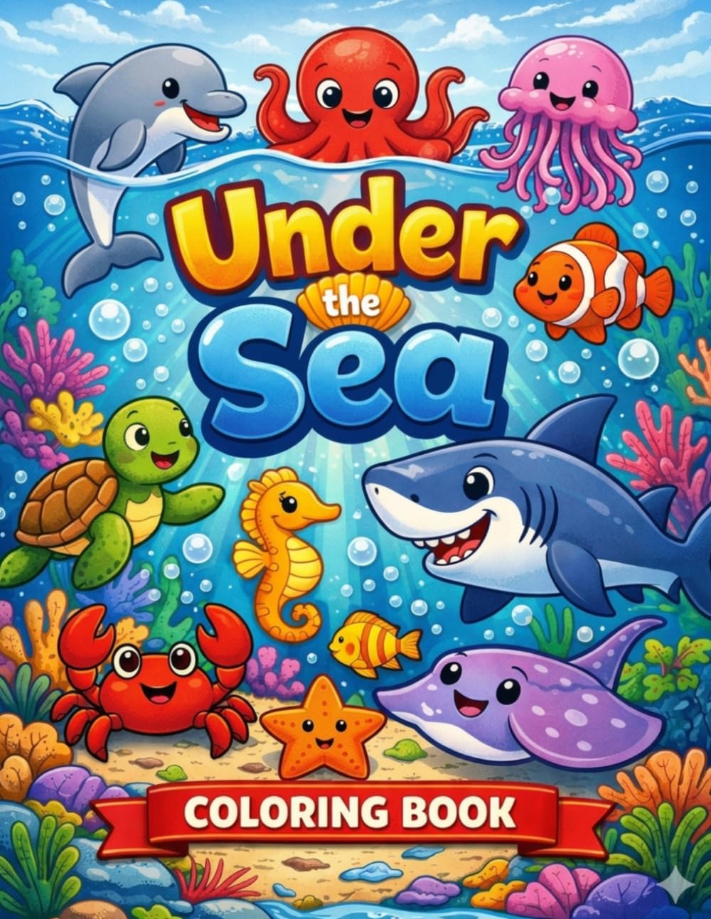 UNDER THE SEA COLOURING BOOK: Fun and Easy Colouring Pages