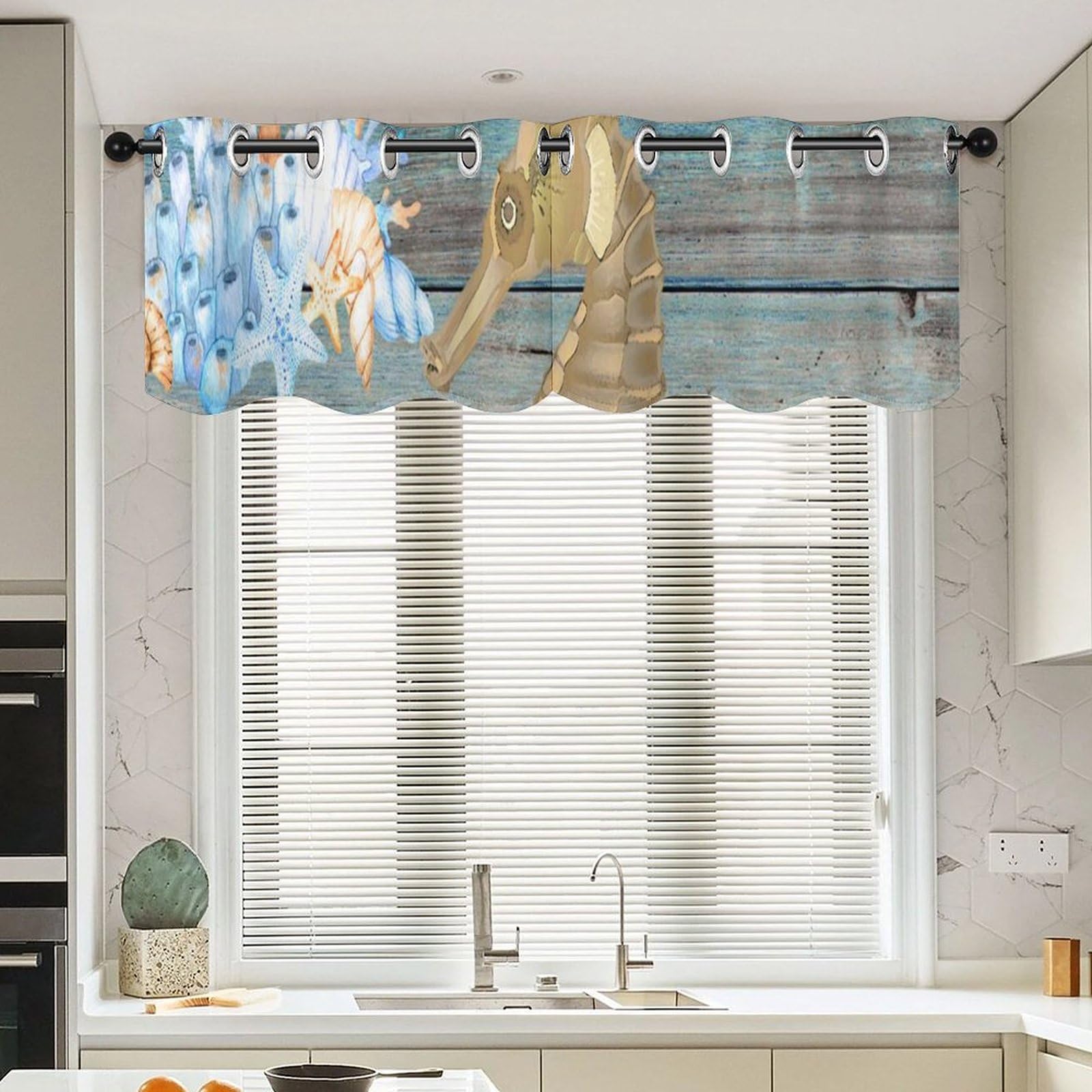 Rideaux hippocampe au style milieu du siècle pour une décoration nautique chic