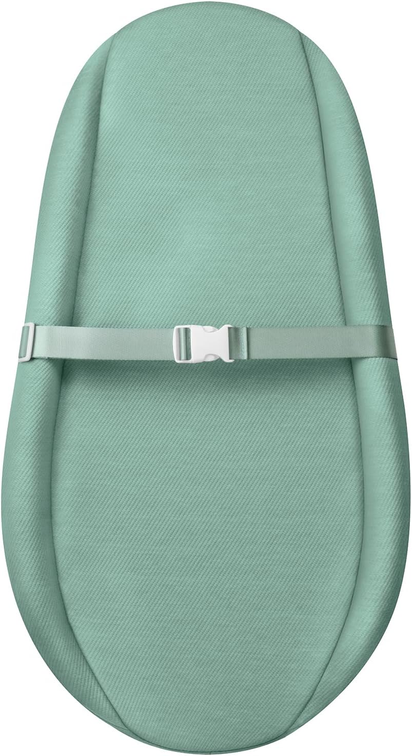 Contoured Changing Pad with Soft & Washable Cover, Waterproof Lining Foam Baby Changing Table Pads for Dresser Top, Secure with Security Strap and Two High Curved Sides, 32”×16”, Sage Green