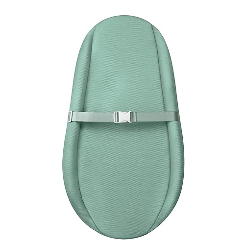 Cambiador contorneado con funda suave y lavable, forro impermeable de espuma para cambiador de bebé para tocador, seguro con correa de seguridad y