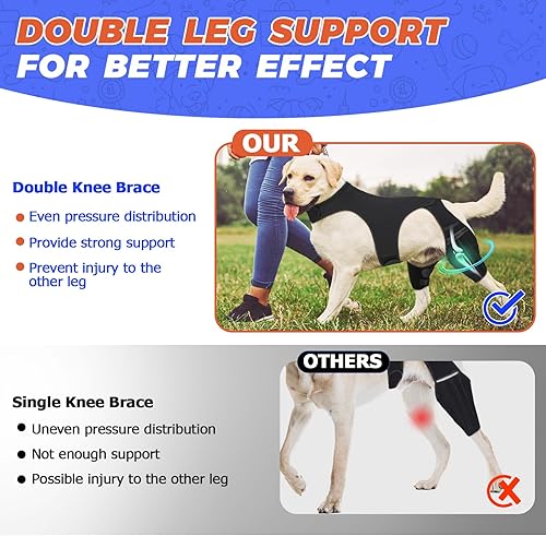 Miniatura 3 de Rodillera para perro para pierna trasera desgarrada del ligamento cruzado anterior, soporte para pierna de perro para ajuste de pierna trasera,