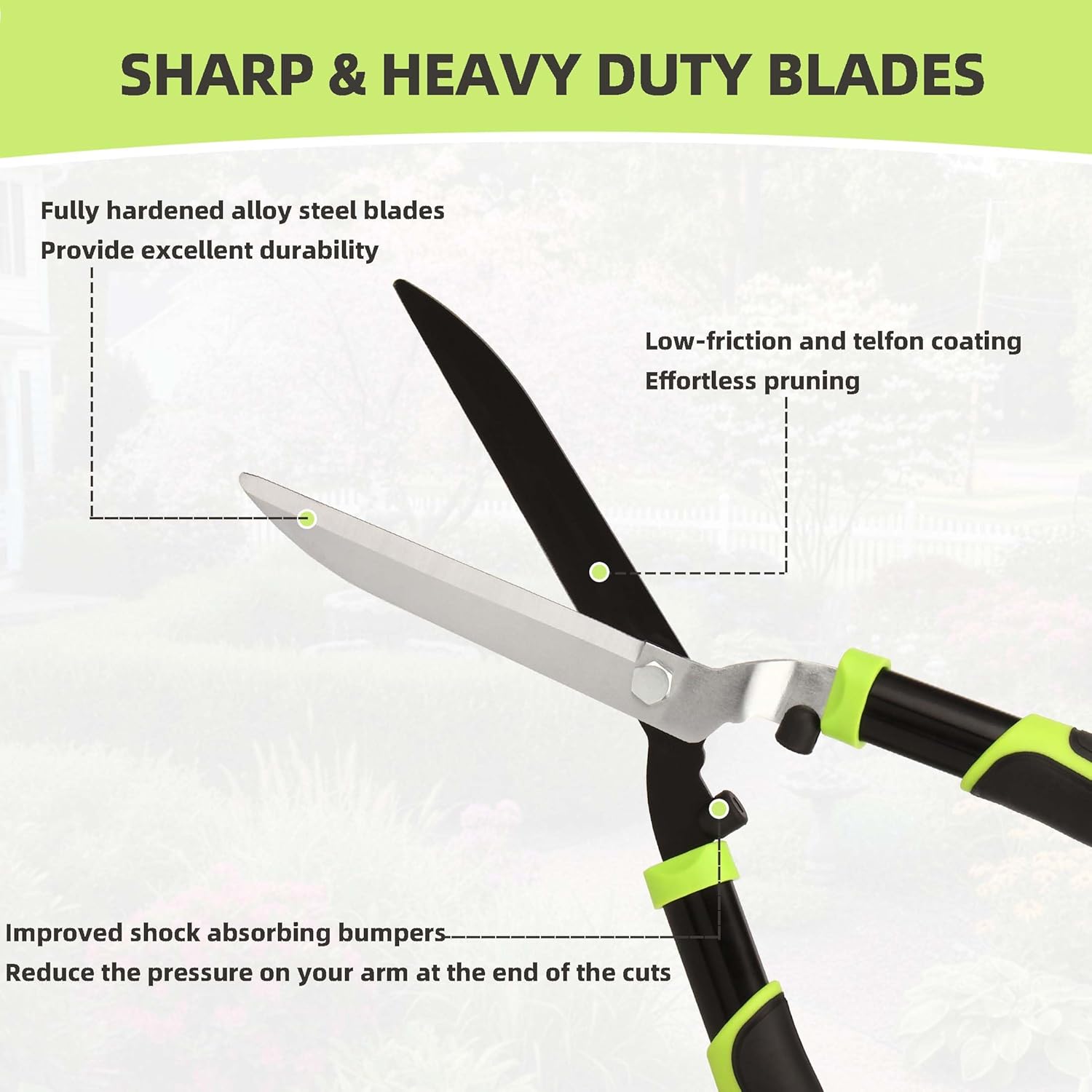 YRTSH Hedge Clippers, Hedge Shears for Trimming Borders, Hedge Trimmer with Low-Friction Sharp Enough Blade, Garden Shears Gardening Tools with Soft Rubber Grip Bush Cutters Effortless Pruning 19 Inch
