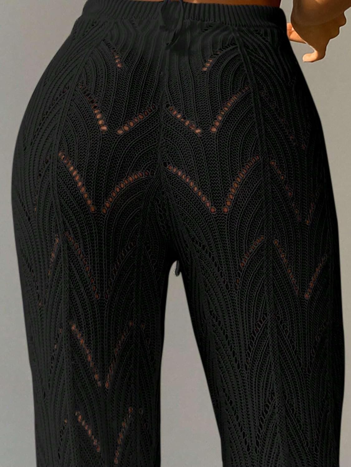 swimsuit coverup for women Summer Beach Solid Hollow Out Knit Cover Up Pants