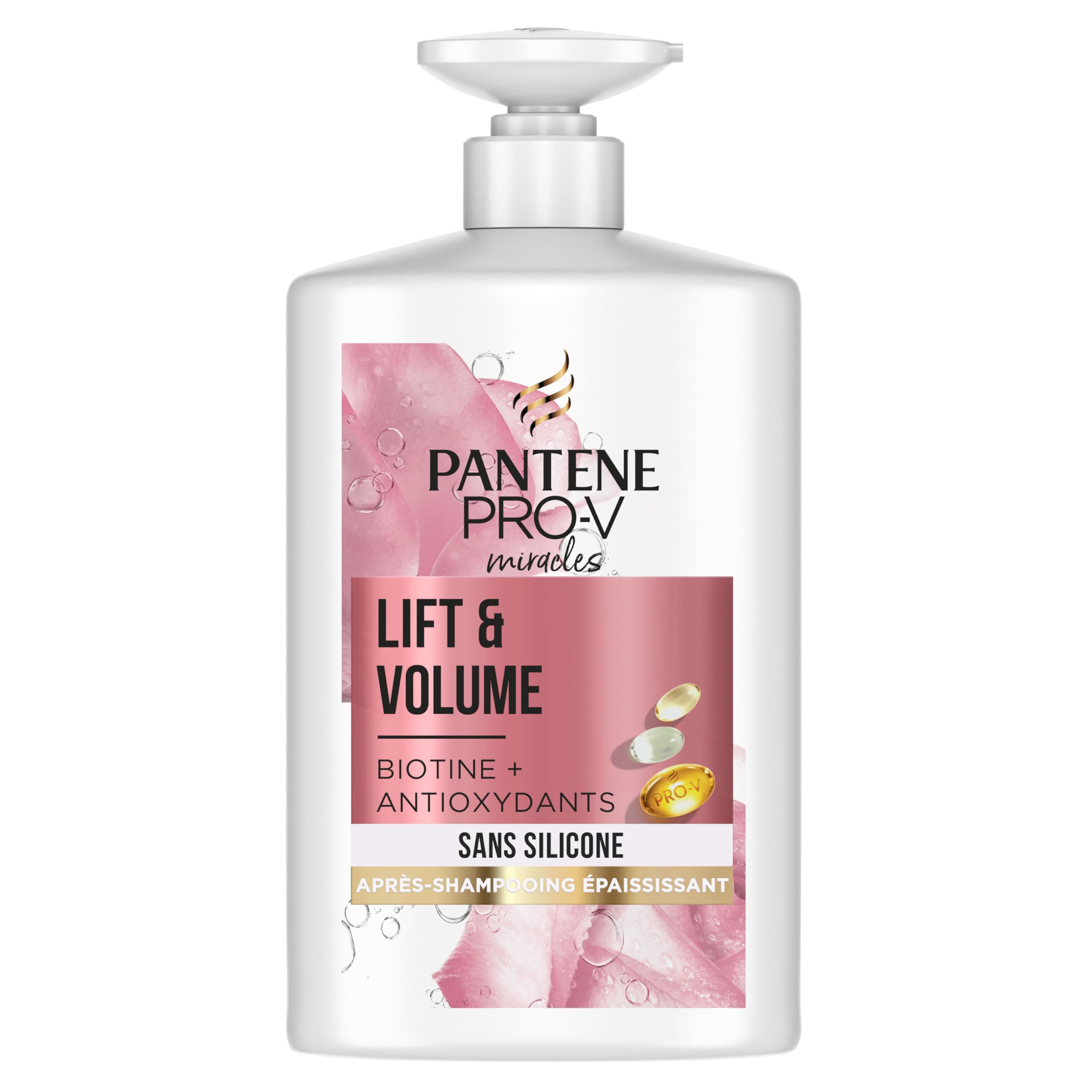 Pantene Après-shampoing Épaississant Biotine Et Eau De Rose, Lift & Volume, XL Avec Pompe, 1000 ml