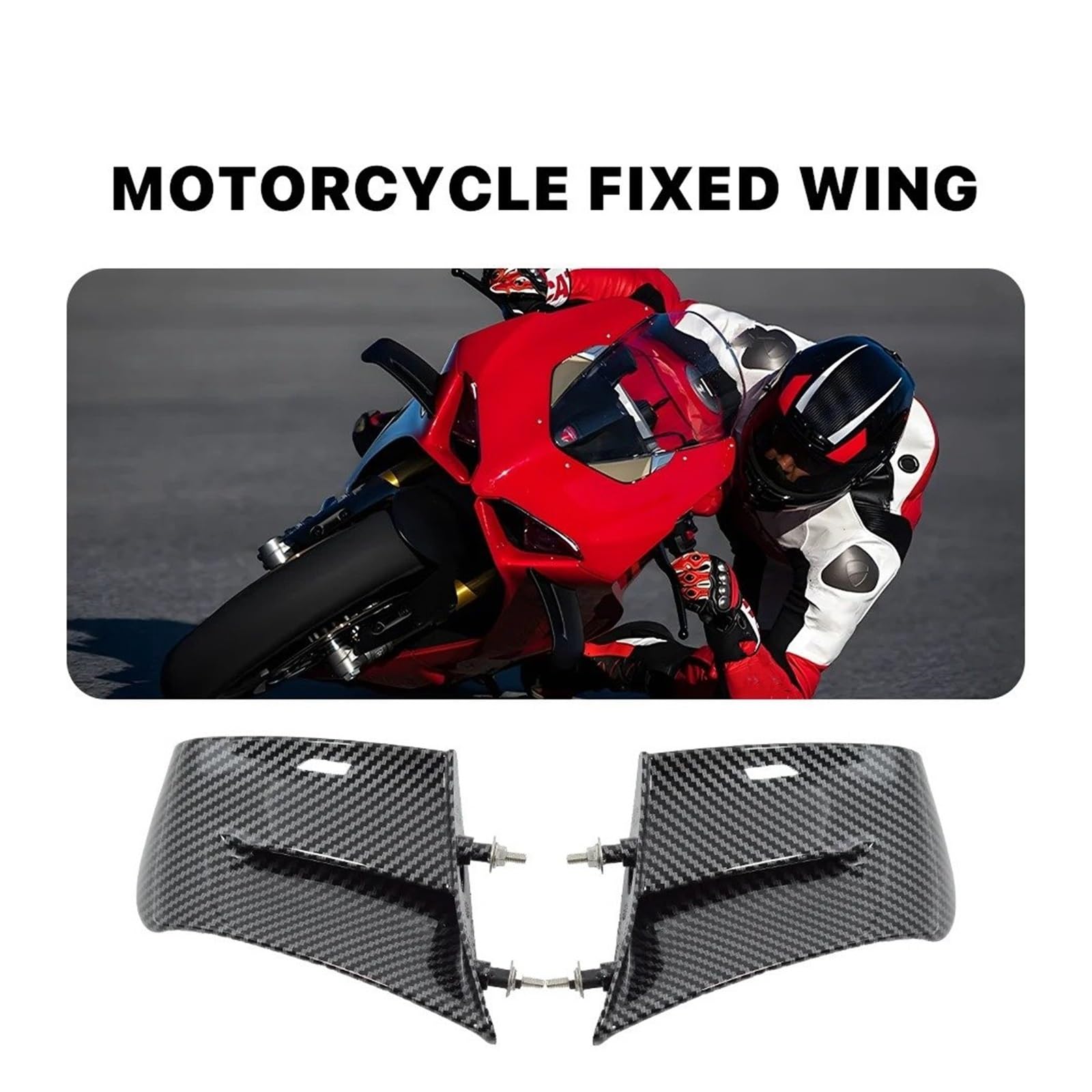 Aerodynamische Winglets Motorrad Winglet Aerodynamische Flügel Kit Spoiler Feste Querruder Für Ducati Für Panigale V4 V4S V4R 2022 2023 2024 Motorradspoiler(Rot)