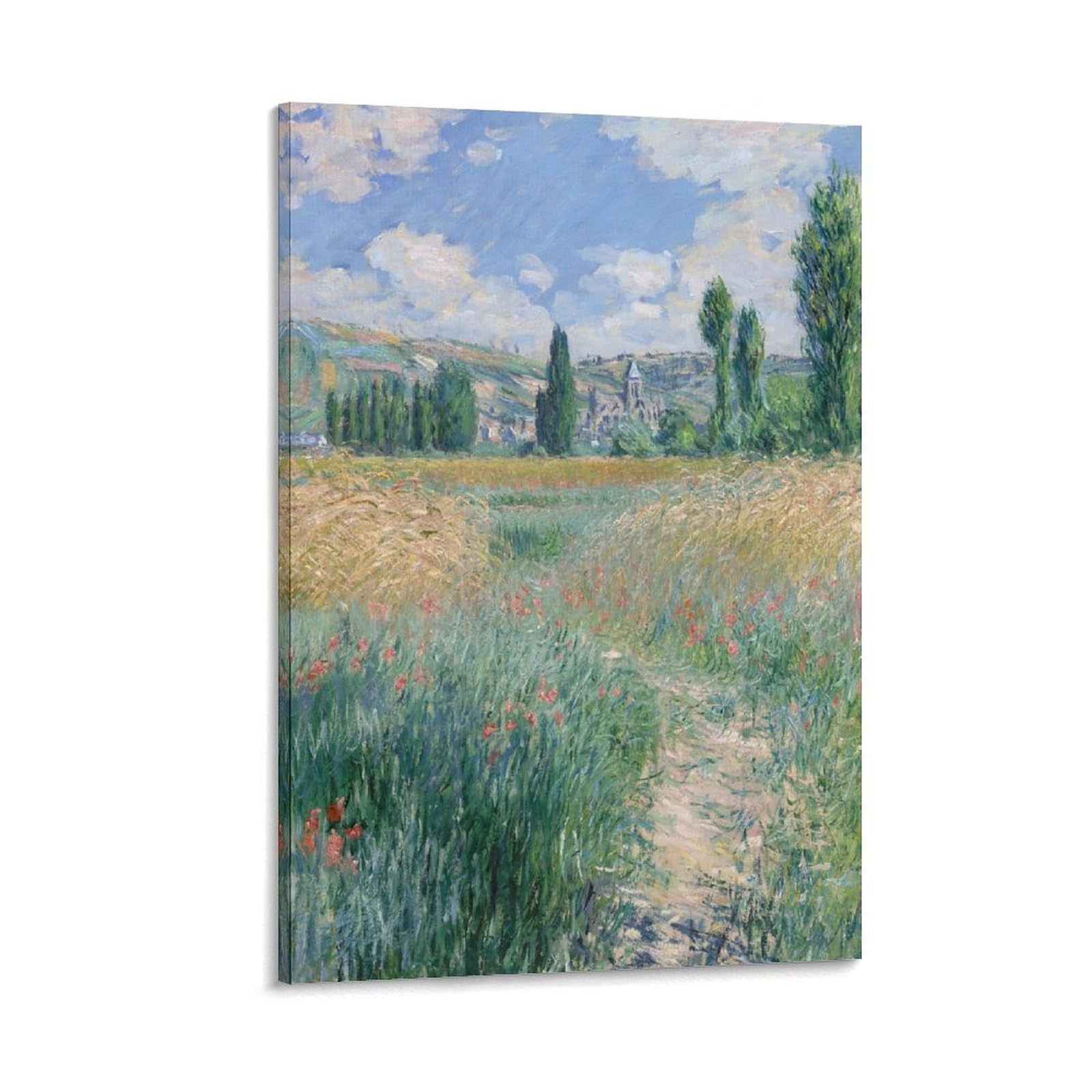 Luboyang Frame Claude Monet Path On The Island Poster; Canvas Print Poster Wall Art Decorative Painting; ; 20X30inch(50X75cm)