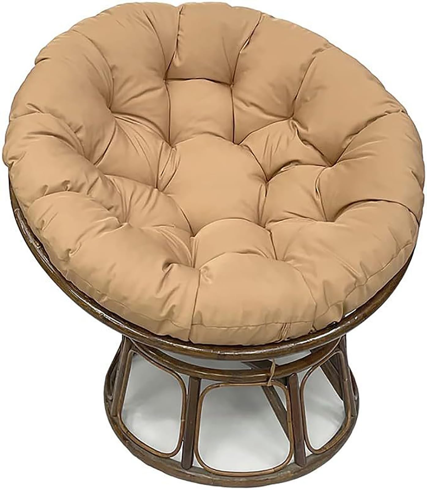 Large Round Papasan Chair Cushion, Thicken Papasan Chair Pads, Rattan Hanging Basket Cushion for Outdoor Garden, Balcony and Living Room (Light Coffee, 70x70cm)