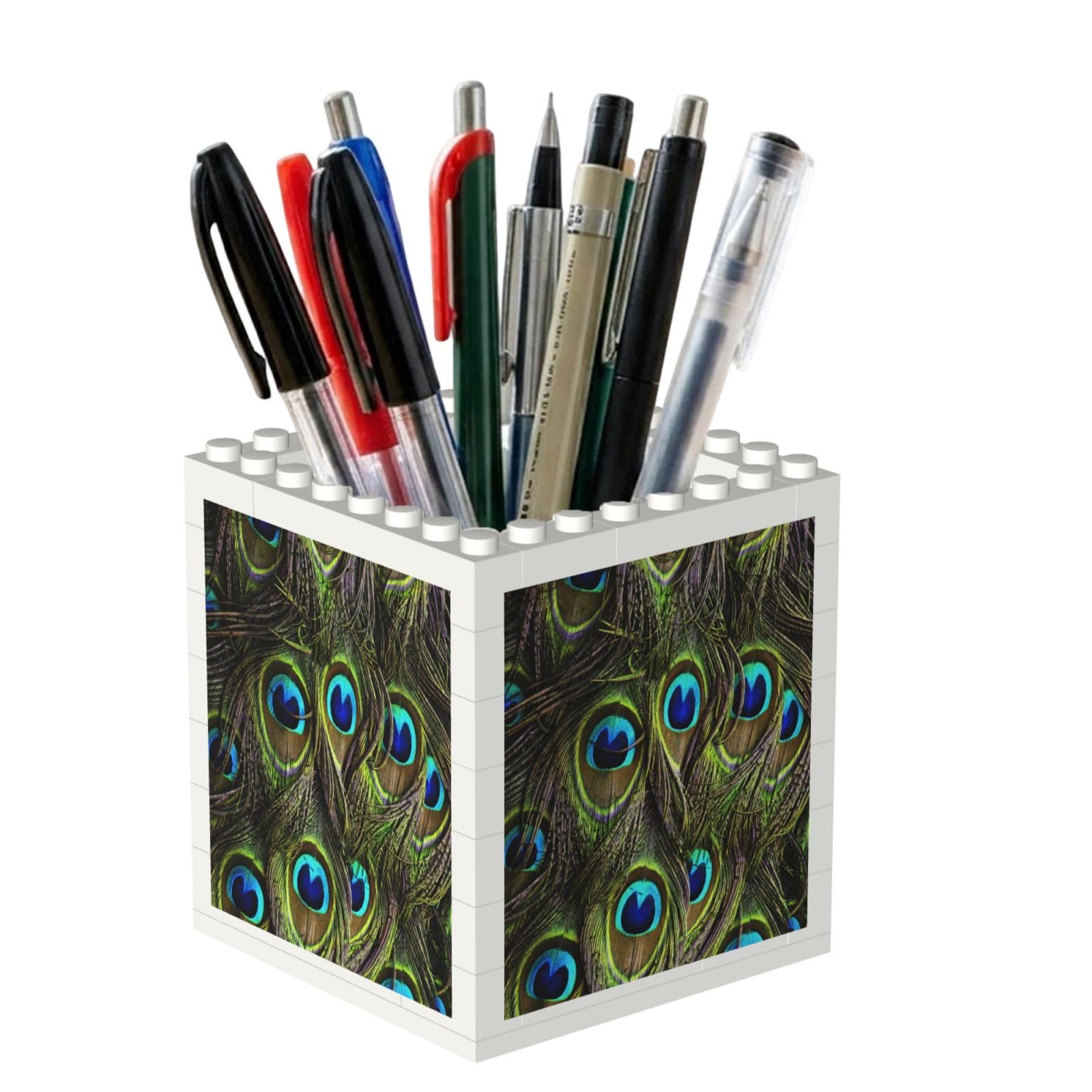 Poadnly Fresh Peacock, Pen Pot Pencil Holder for Office Home School, Compact Desk Organiser for Office Stationery