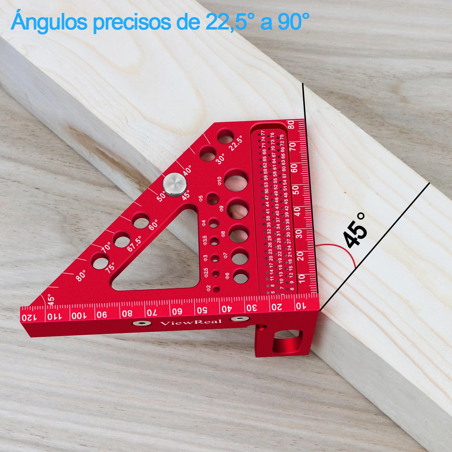 Escuadra Carpintero 3D 22.5-90 Grados Multiángulo Aleación de Aluminio Escuadra Rapida Herramientas de Medición, Falsa Escuadra Multifunctional Carpintería Regla de Medición para Carpintero