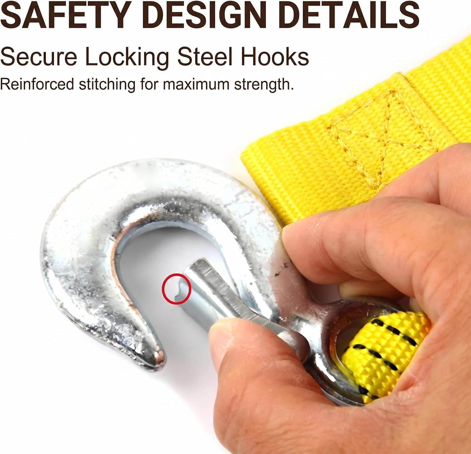 1 Pack Tow Strap with Hooks, 13Ft 11023 lbs Heavy Duty Recovery Rope, Nylon Emergency Towing Strap with Reflective Double Layer, Universal for Most Cars Trucks SUVs ATVs (Yellow)