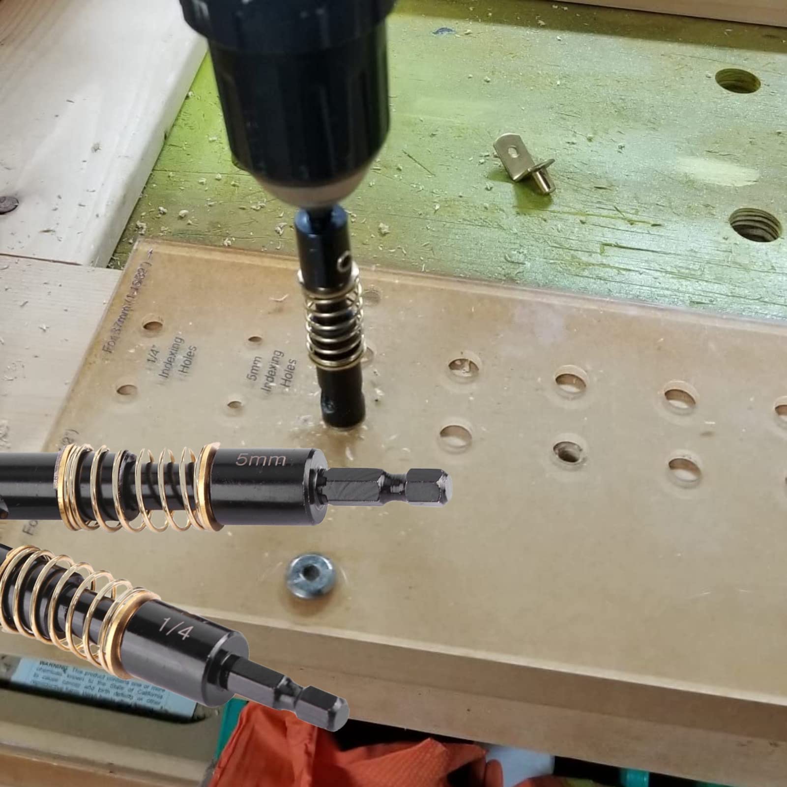 Black Hinge Drill Bits - 2 Pack 1/4" & 5mm for Woodworking -6