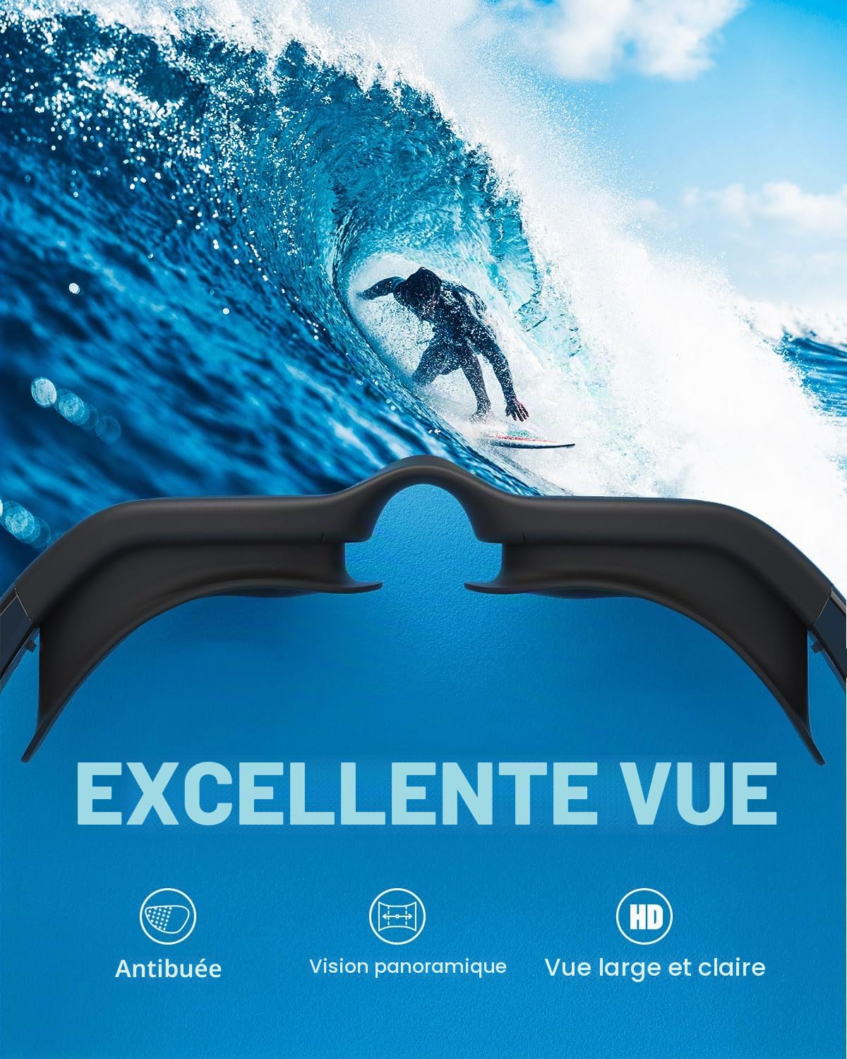 ZIONOR G1MS Lunettes de natation optiques, anti-fuite et anti-buée, verres correcteurs professionnels, avec correction visuelle/dioptrie, protection UV pour hommes et femmes, pour le plein air