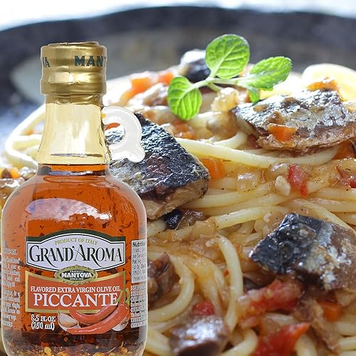 Miniatura 2 de Mantova Grand'Aroma Piccante Aceite de oliva virgen extra con sabor, fabricado en Italia, prensado en frío, 100% natural, aceite de cocina saludable