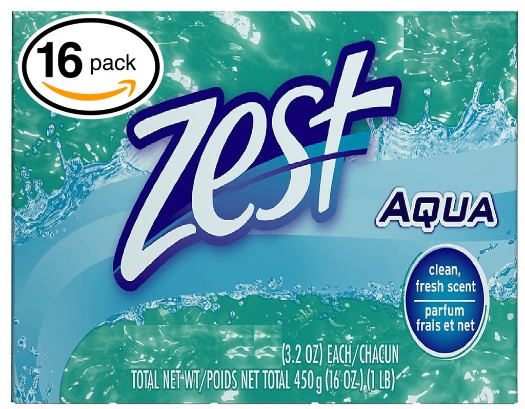 (PACK OF 16 BARS) Zest AQUA Deodorant Bar Soap with Vitamin E. All-in-one exfoliating & moisturizing soap Leaves Skin Smooth & Radian! Great for Hands, Face & Body! (16 Bars, 3.20oz Each Bar)