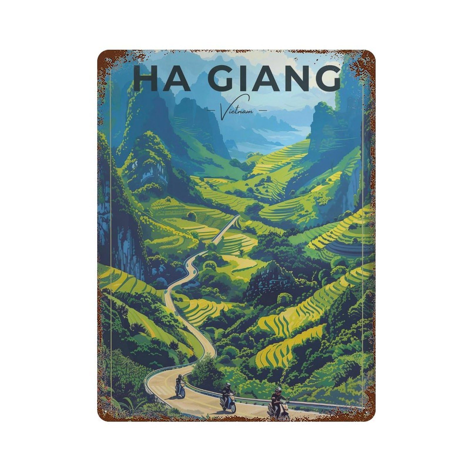 xiaoxiaoshen Ha Giang Loop Vietnam Travel Vibrant Road Trip Wall Decor Art Metal Tin Poster Modern Home Decor Art Home Bar Shop Decorations Vintage Sign 40x30cm