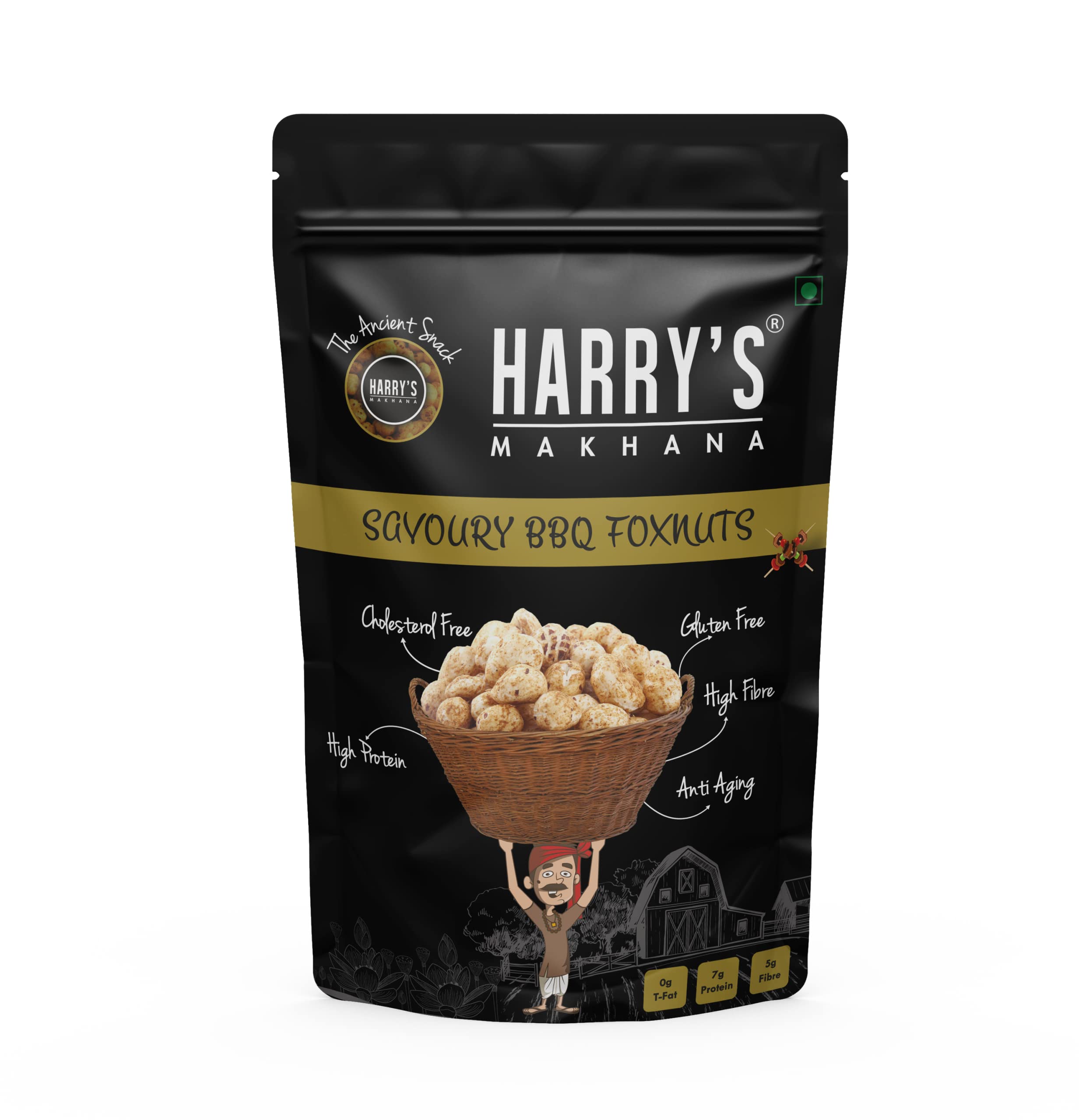 Harrys Makhana BBQ Foxnuts | Lotus Seeds | Phool Makhana - Roasted Fox Nuts | Flavoured Healthy Snacks (Each 60 gm) Pack of 1 (B09TVW4LL7) Amazon Price History, Amazon Price Tracker