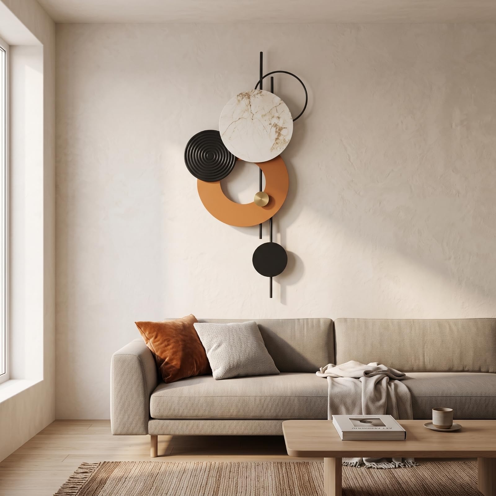DimyFew Decorazione da Parete con Cerchi Concettuale Decorazione Geometrica con Cerchi Astratto Pannello Decorativo da Parete per Proprietari di Casa