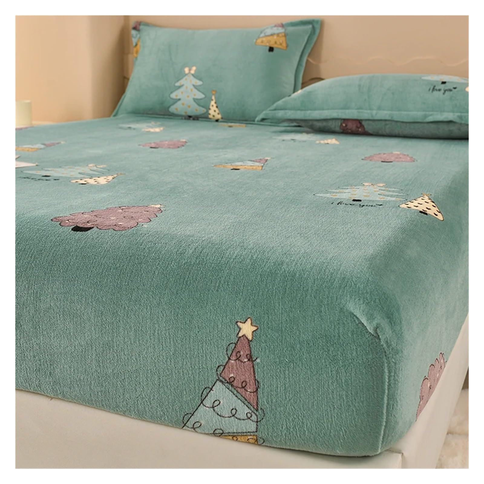 Fitted Sheet Super Warm Bed Sheet for Winter Cartoon Style Fitted Bed Sheet Queen/King Size fundas de colchón Reactive Printed All-inclusive(Mwsl,99x190x30cm 1pc)