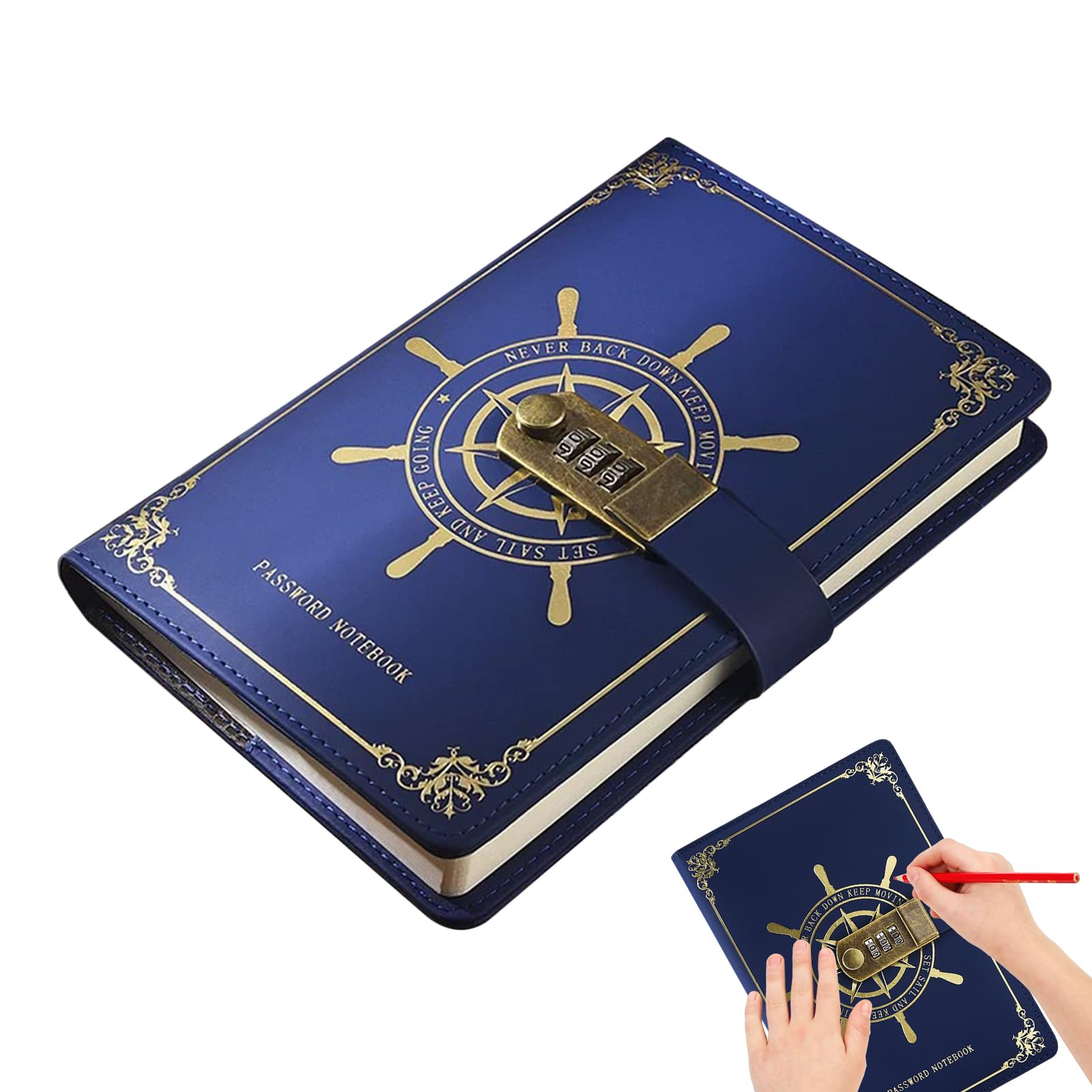 Carnet de notes journal en cuir avec fermeture codée pour adulte - 8