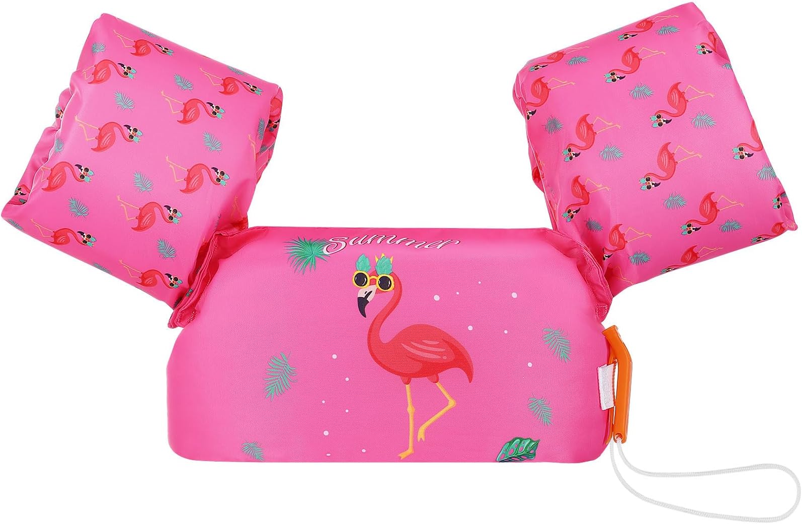 MoKo Swim Arm Band for Kids 20-30-40-50lbs, Toddler Swim Vest Cute Cartoon Swimming Wings Pool Floats Sleeve Children Water Sports Learning Swim Training Equipment, Magenta & Flamingo