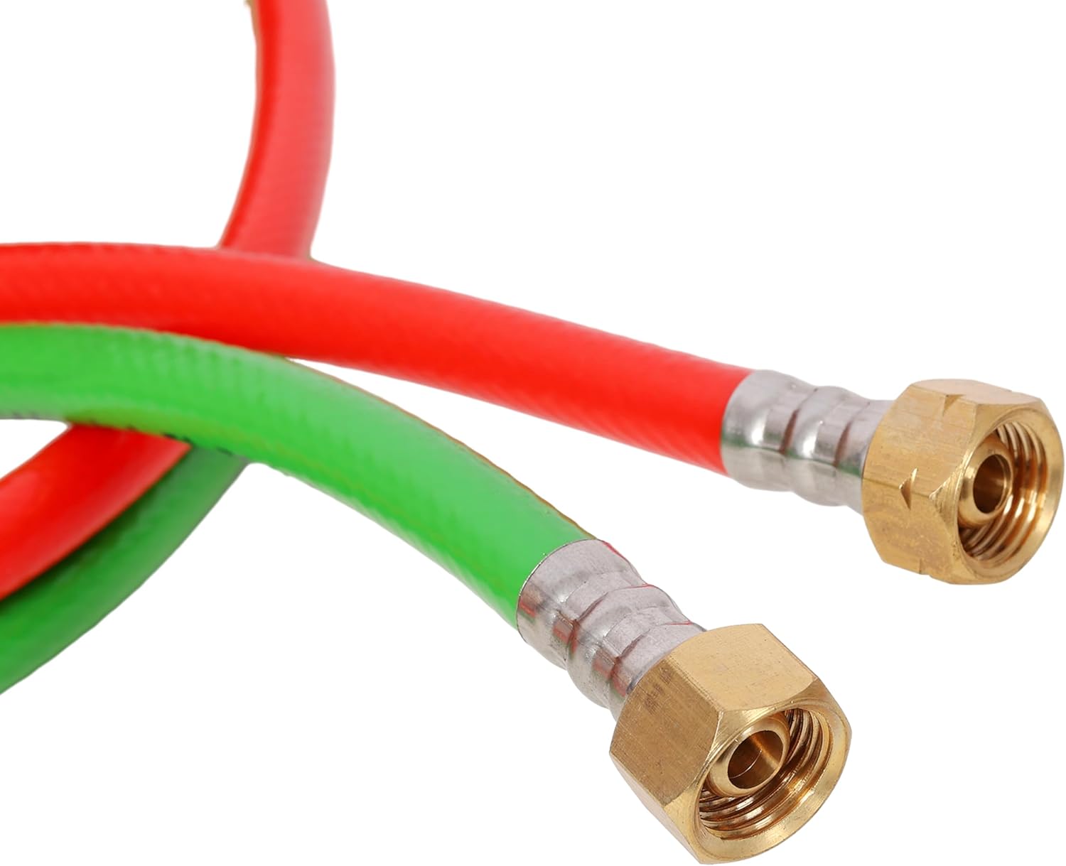 50FT Twin Welding Hose with 9/16""-18 LH/RH B Fittings, Oxygen Acetylene Torch Hose Grade R, Red & Green Color-Coded Gas Hose for Cutting Torch, Oxy Welding, Metal Fabrication