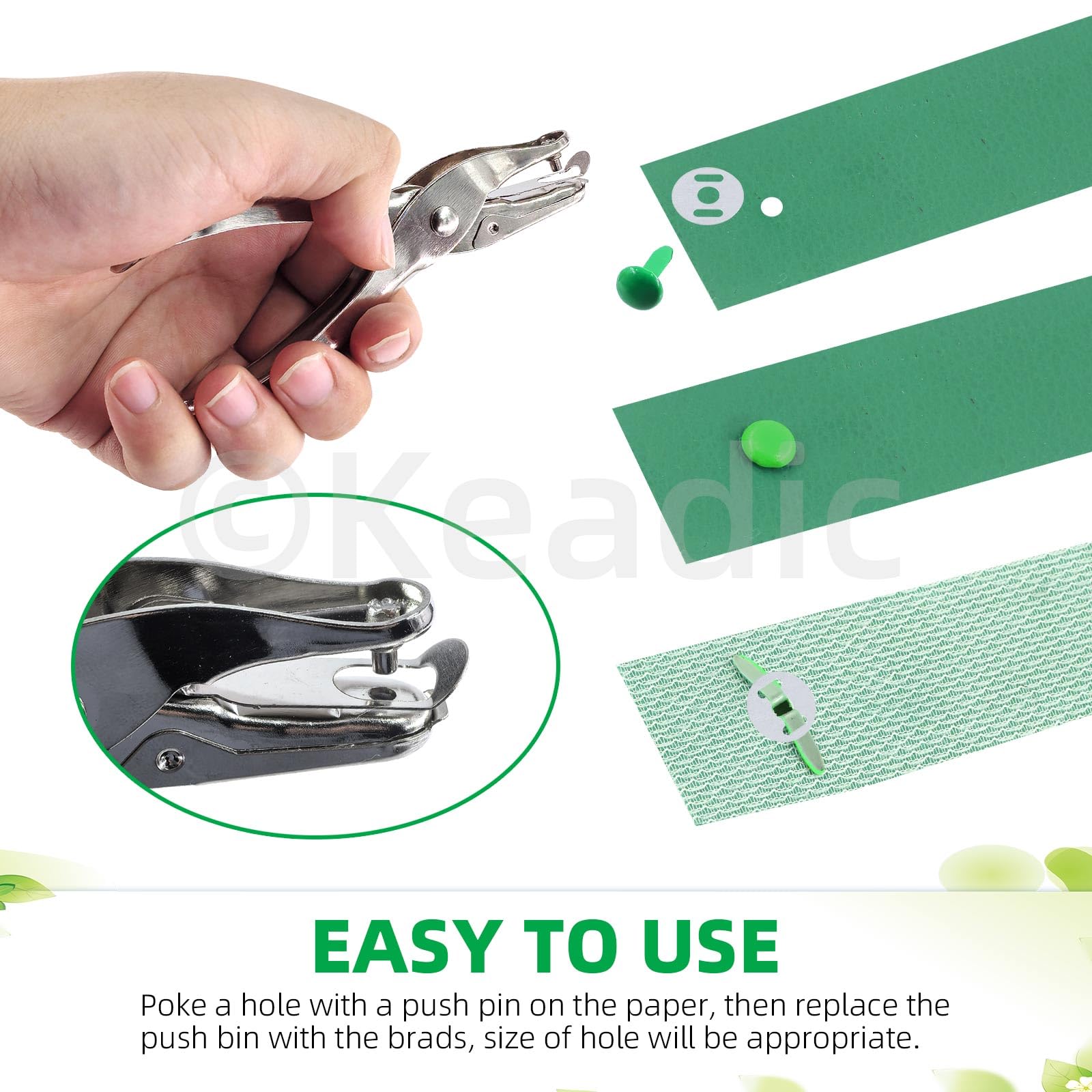 Keadic 491Pcs Metal Paper Fasteners Brads and Single Hole Metal Punch Pliers Assortment Set - Image 4