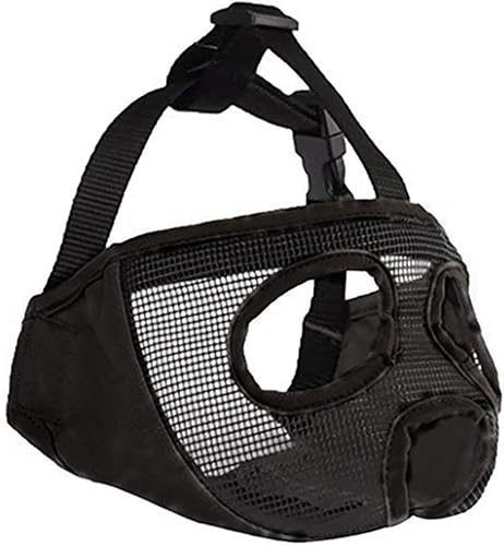 Miniatura 2 de Bozales cortos para perro, bozal ajustable de malla transpirable para morder, masticar, ladridos, entrenamiento de perro, negro (ojo), M