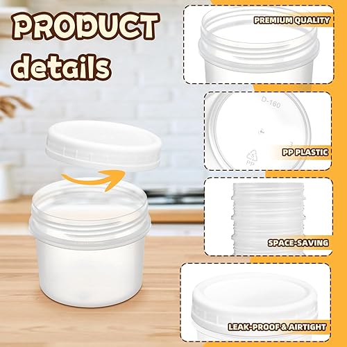 Miniatura 3 de GothaBach Paquete de 24 frascos de almacenamiento de alimentos de 5 onzas (5.4 fl oz) con tapas de rosca, pequeños frascos refrigerados