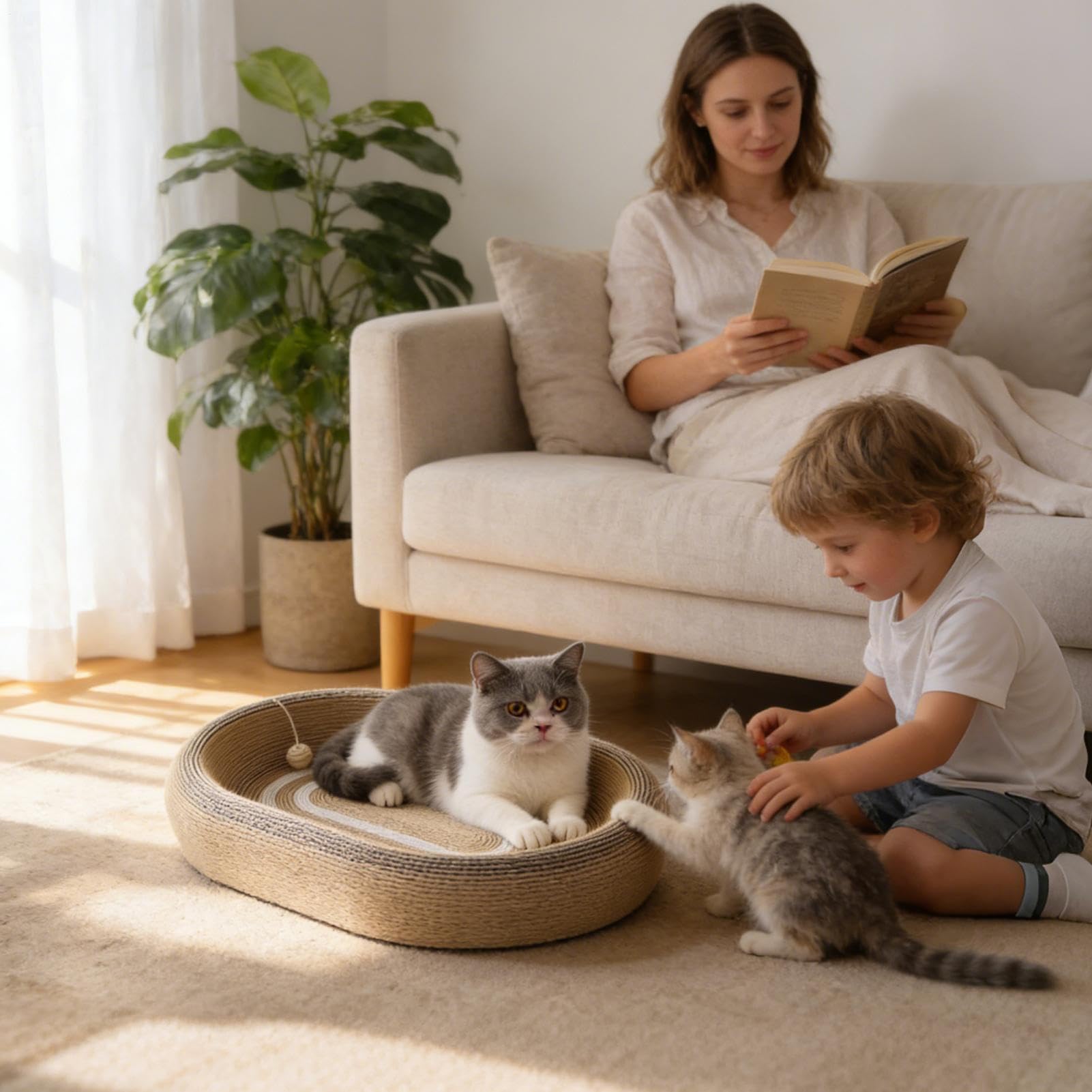 Rascador Para Gatos Alfombrilla Rascadora De Sisal Para Protección De | Poste Rascador para Uñas de Gato Para Apartamento Sala De Estar Dormitorio Suelo Sofá Y Hogar