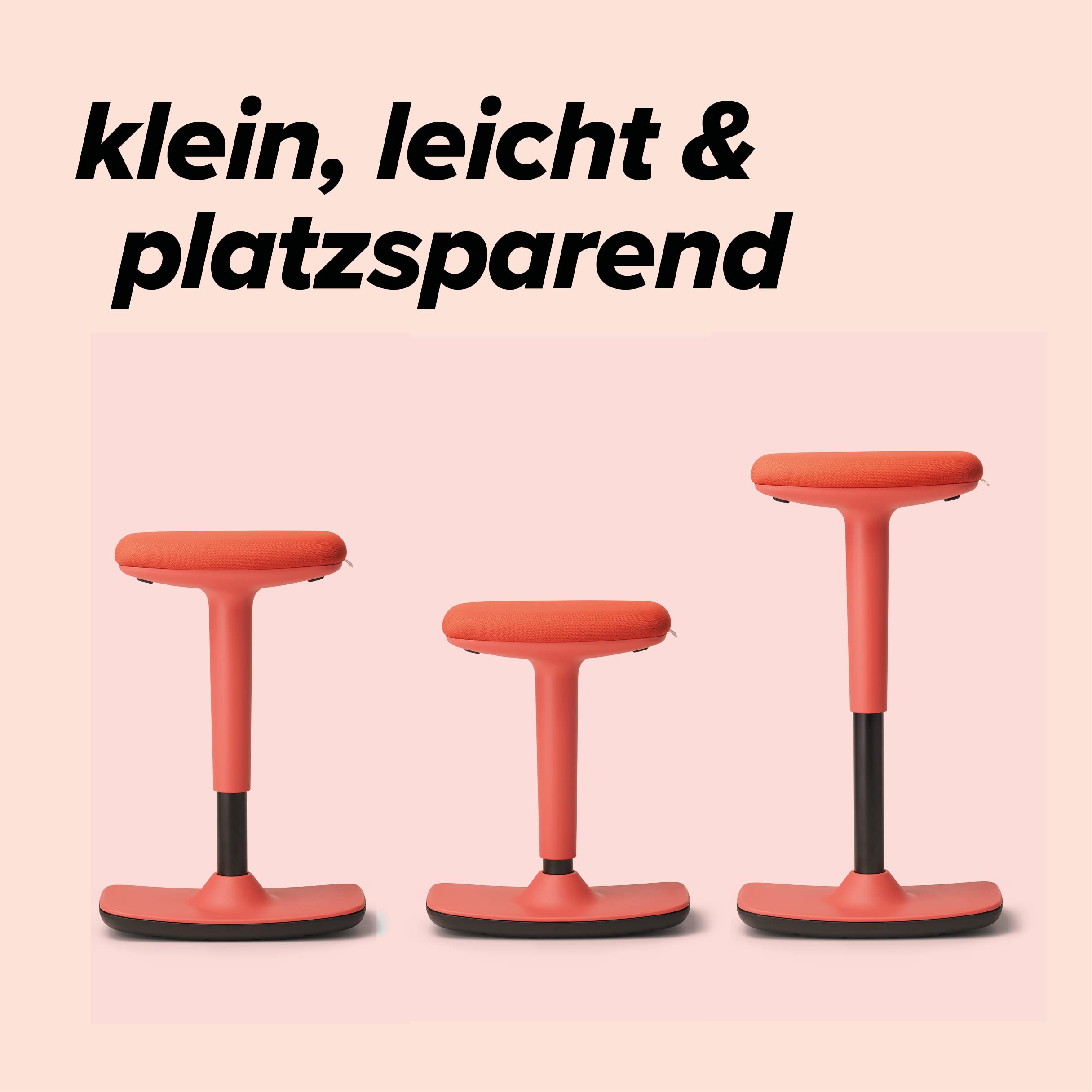TREND OFFICE to-Swift, Stehsitz, Stehhilfe, Bürohocker, Sitzhocker mit Wippfunktion, rutschfest, ergonomisch und höhenverstellbar (50-75 cm) für gesundes und aktives Sitzen, by Dauphin (Korallenrot)