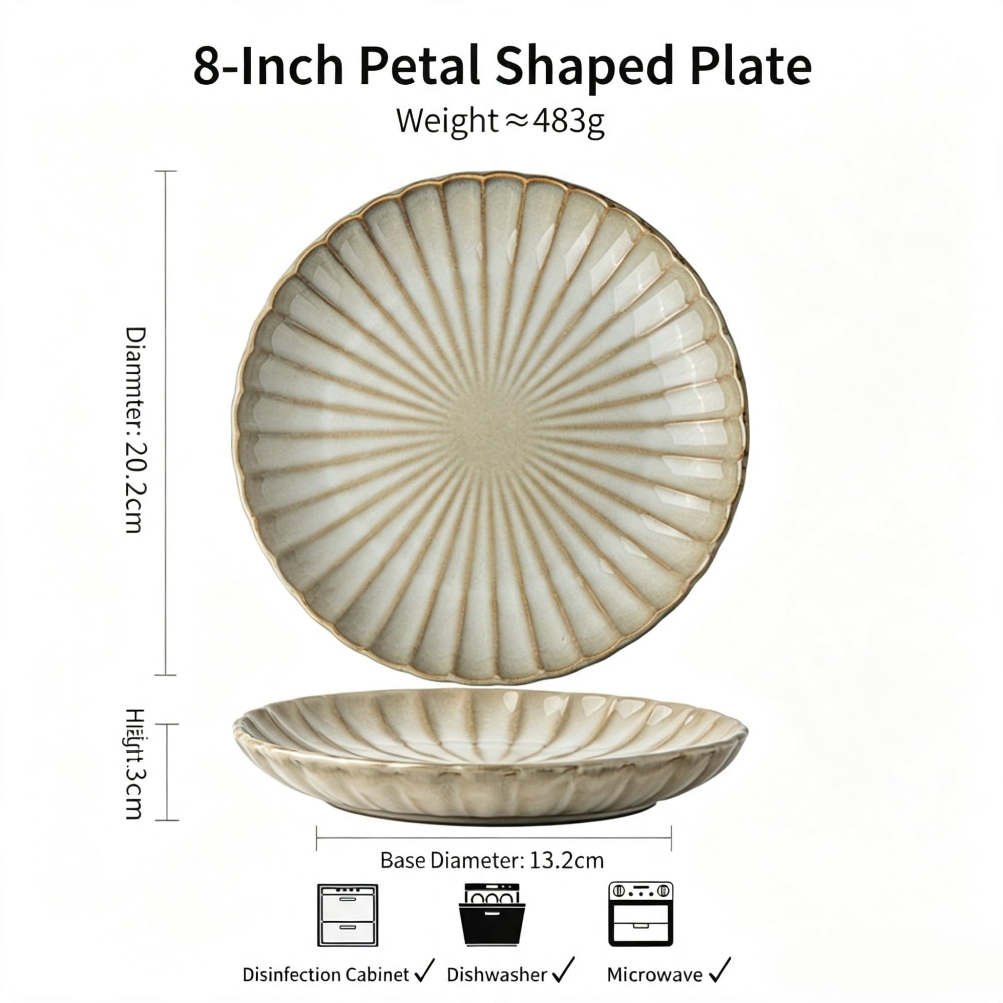 Assiette En Céramique De Style Rétro De 8 Pouces, Assiette Plate De Style Occidental — Compatible Micro-ondes Et Lave-vaisselle(4pcs)