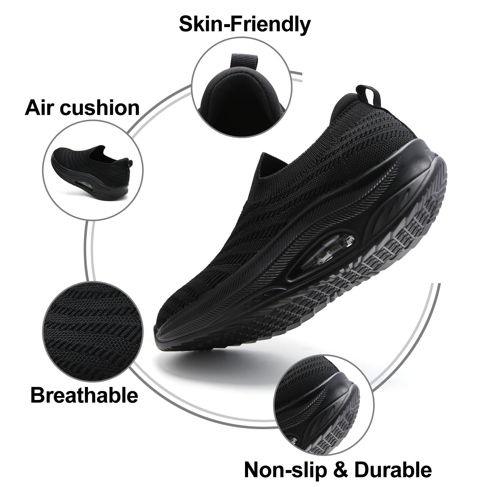 Myztra Baskets Femme Chaussures de Running sans Lacets Slip on Respirantes Légères Sneakers