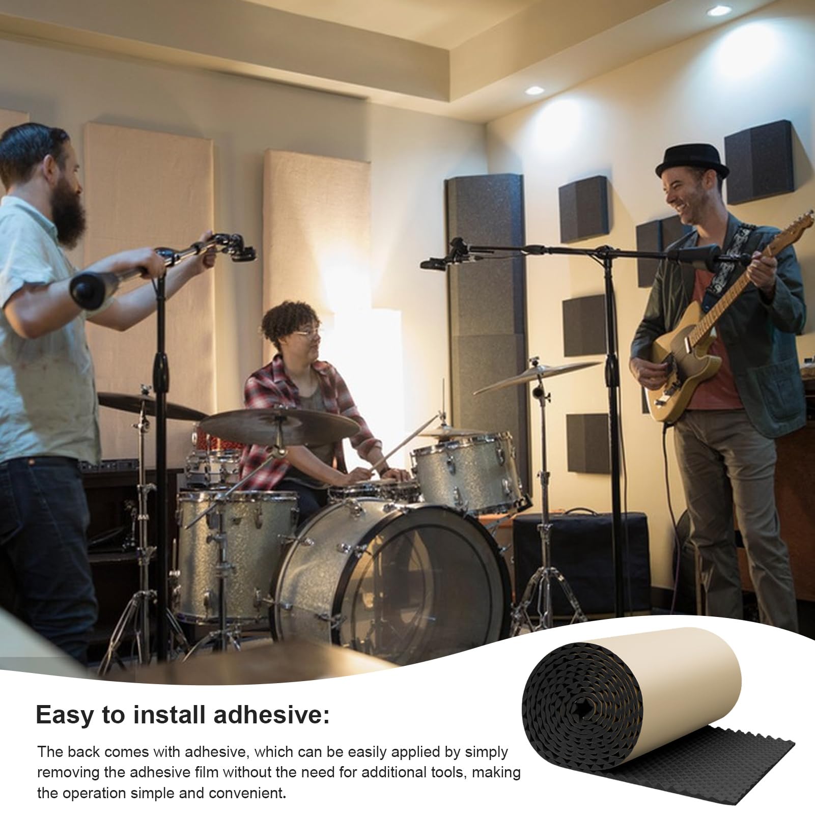Azulejo acústico: amortiguador interior de habitación, almohadilla | absorbente de seguridad térmica, eliminación de vibraciones de aplicación automática, material autoadhesivo, suministro de ca