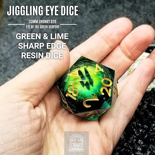 Miniatura 5 de Sage's Portal Dados de ojos de núcleo líquido de 1.299 in D20 con núcleo de vidrio para DND Dungeons and Dragons Pathfinder RPG TTRPG (Eye of The