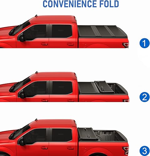 Miniatura 2 de JDMSPEED Cubierta rígida de tres pliegues para caja de camioneta compatible con Ford Ranger Tonneau 2019-2020, cubierta de 5 pies (61 pulgadas),