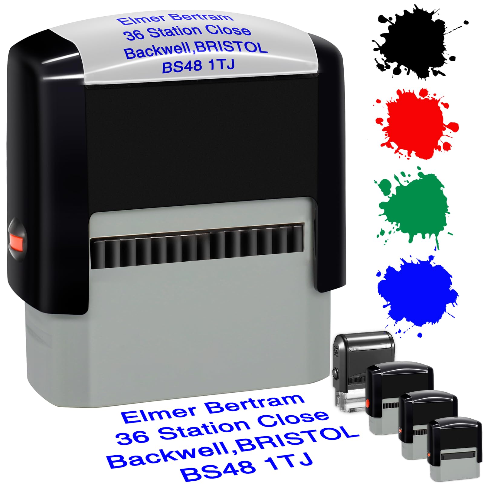 Wjuneyao Personalised Stamp Custom Self-Inking Rubber Ink Stamps For Company Business Customized Return Address With Name Date Up To 4 Lines-47X18mm