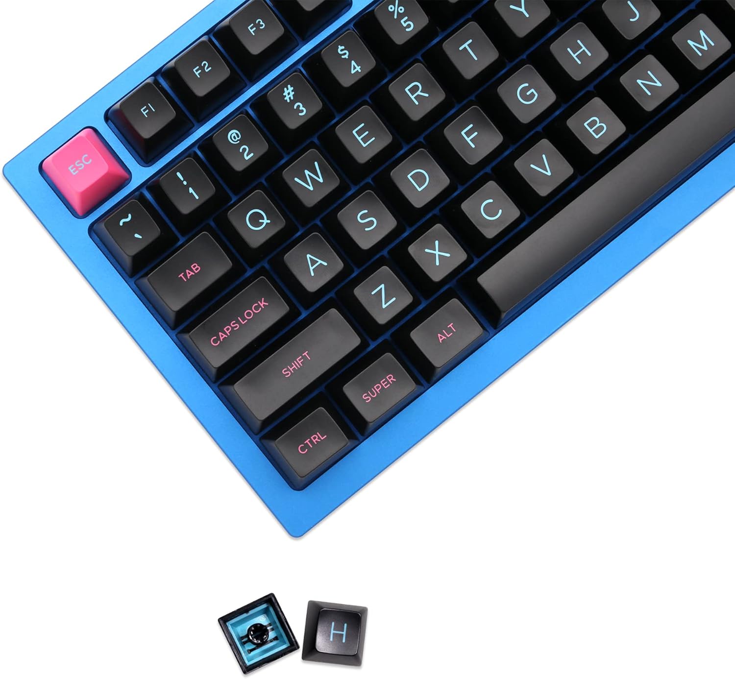 KPREPUBLIC Domikey SA abs doubleshot keycap Miami Night All in One for mx stem Keyboard Poker 87 104 BM60 BM65 BM68 gh60 xd64 xd68 xd87 (SA Miami Night All in One x1)