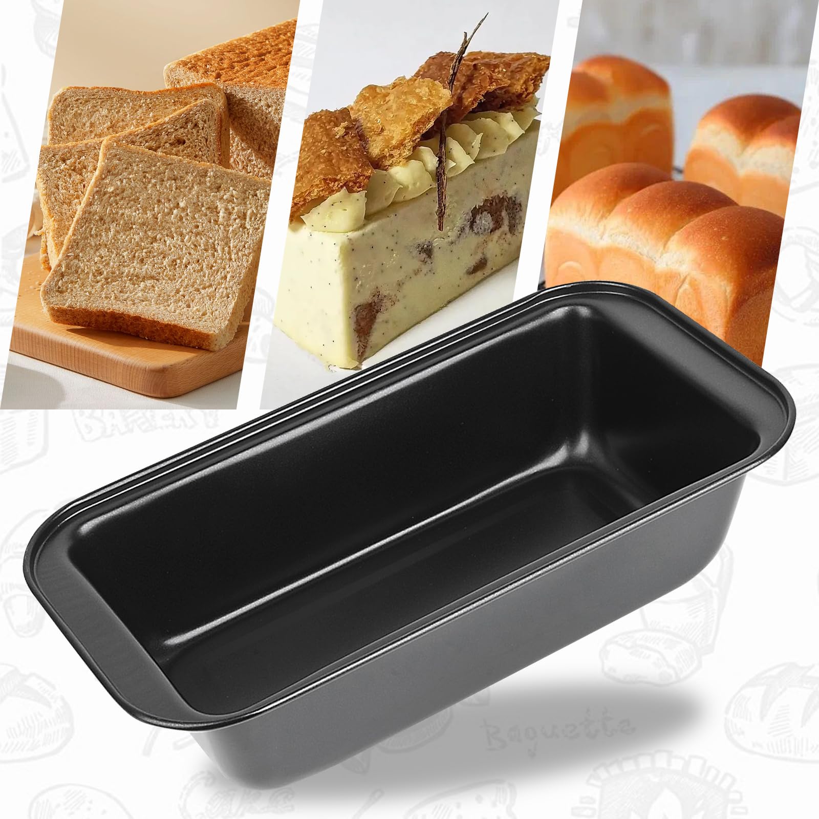 2 Stampini Per Plumcake In Acciaio Carbonio - 15,5x8,5x4 Cm, Antiaderente, Grigio - Foto 10