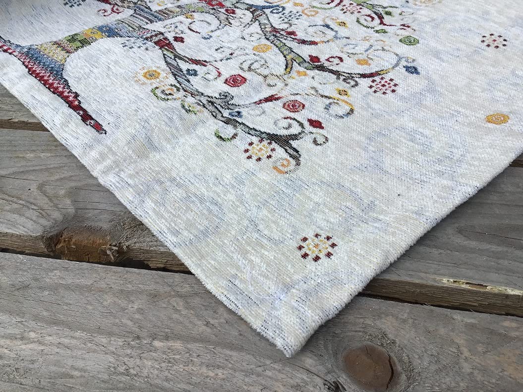 CATTANI TESSUTI Chemin de Table Tissu Jacquard Chenille carré 90 x 90 cm Rectangulaire 40 x 130 cm Art.Arbre de Vie (Rectangulaire 40 x 130 cm)