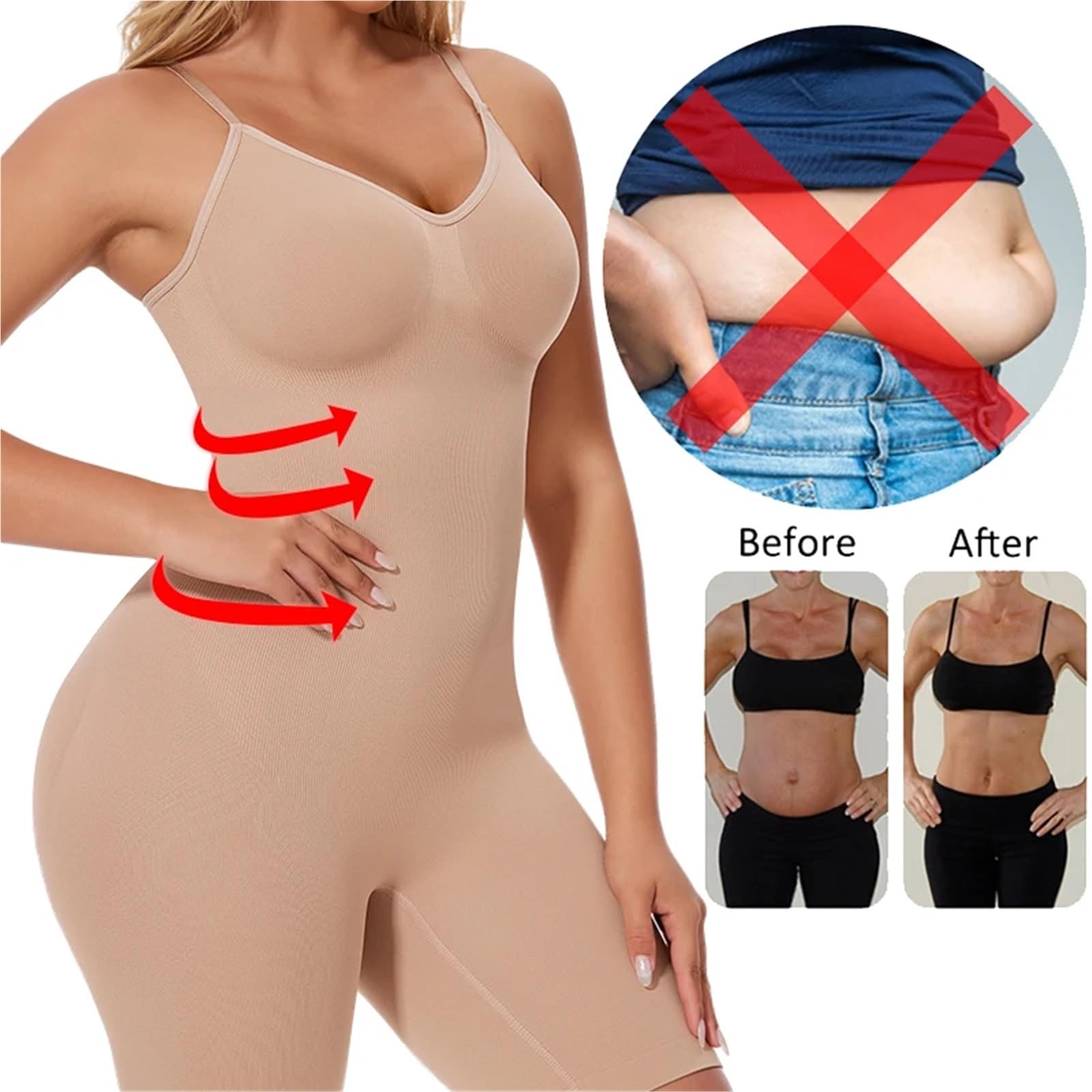 body moldeador Fajas moldeadoras for mujer, control de abdomen, realce glúteos, moldeador cuerpo completo, adelgazante muslos, entrenador cintura, ropa interior , fajas for el vientre(Brown,XXL)