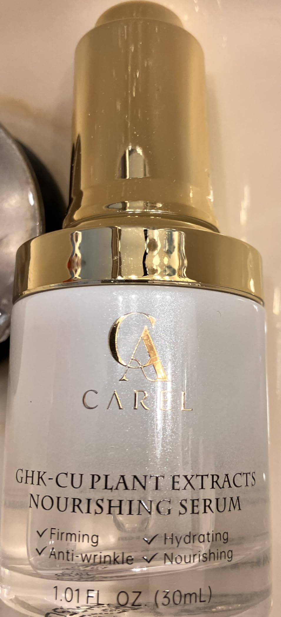 CA CAREL GHK-CU Peptides Nourishing Serum, Copper Tripeptide-1 for Firm, Wrinkle, Plant Extracts, Aloe, Agave for Skin Renewal and Moisture, All Skin Types, 1.01 fl oz