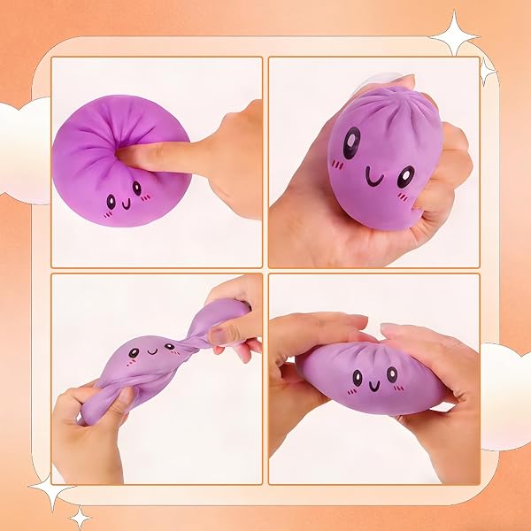 Dumpling Squishy, Colorful Squishy Dumpling Toy with Steamer, Mystery Dumplings Stress Relief Sensory Fidget Toy, Soft Squeeze Decompression Dough Toy for Adult Boys and Girls - 4