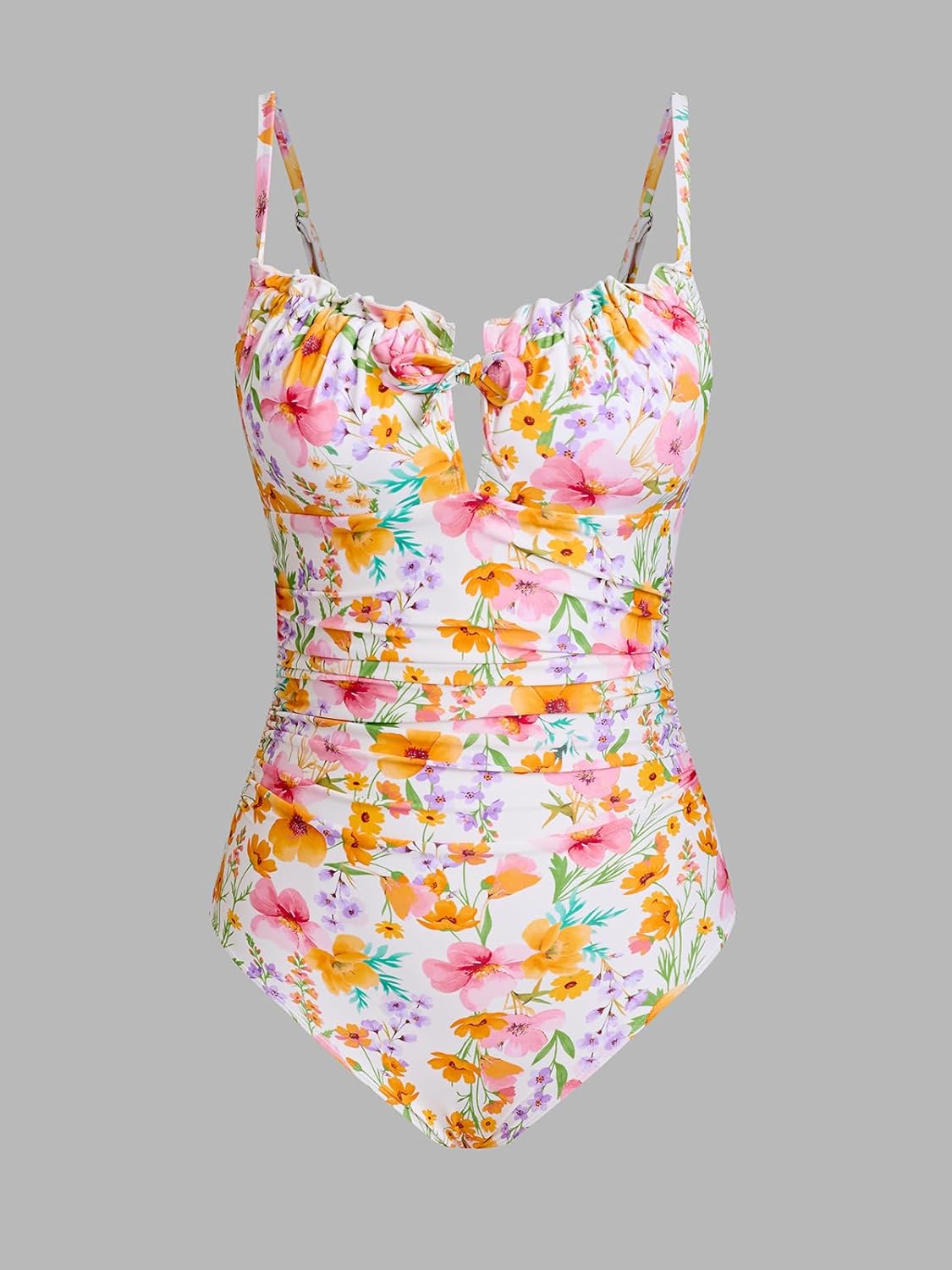 CUPSHE Women's One Piece Swimsuit V Neck Bathing Suit Tummy Control Drawstring Back Hook Adjustable Straps - Image 6