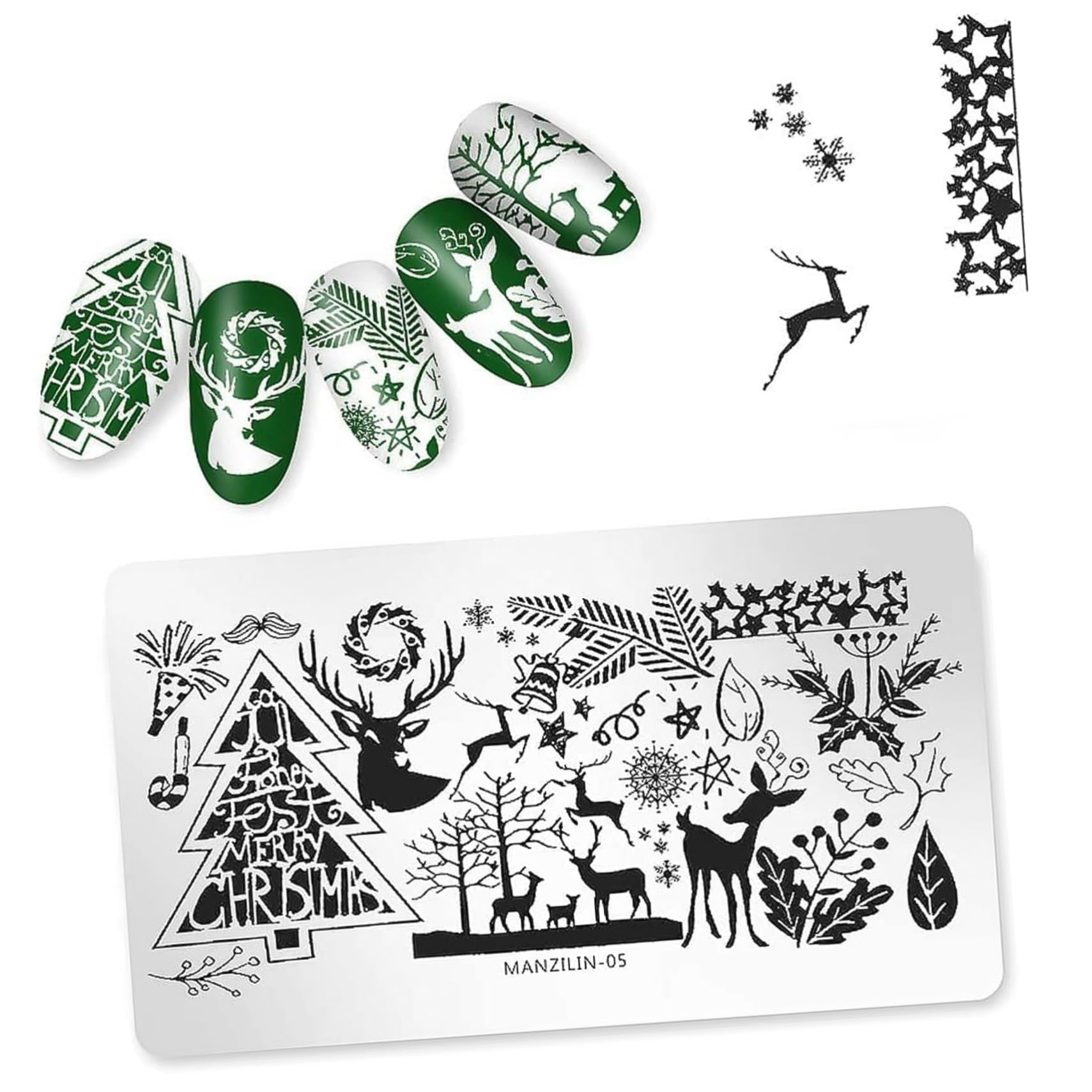 Luxshiny 5 Piezas Plantillas Para Uñas De Impresión Navideñas Plantillas Para Estampar Uñas Diseño De Para Manicura Casera