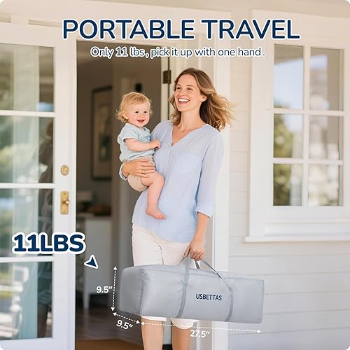 Miniatura 3 de Corralito plegable para bebés con alfombra, corralito plegable para bebés y niños pequeños, corral de juegos plegable portátil para niños, patio de