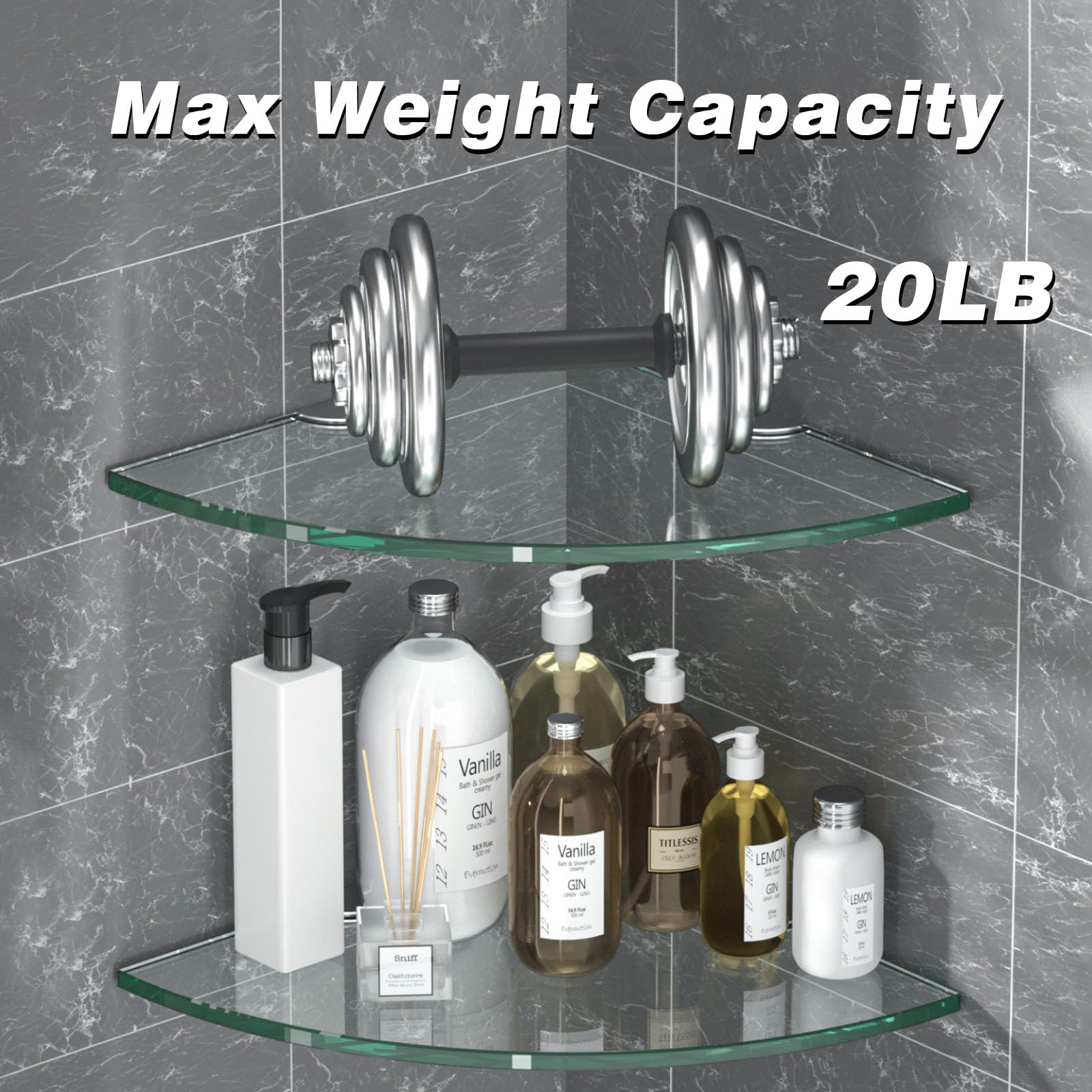 KES Aluminium Glas Badkamer Plank Douche Hoek Plank Opslag Caddy Mand 8 Mm Extra Dik Gehard Glas Wandmontage Zilver 2 Pack A4120a P2